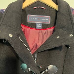Tommy Hilfiger Black Toggle Pea Coat with Red Lining Men’s Large